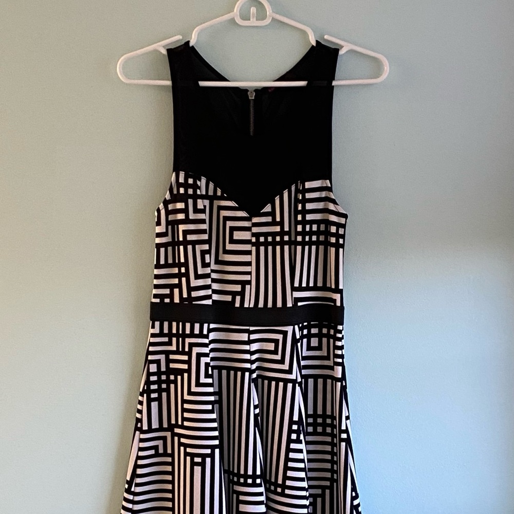Material Girl Black and White Maze Mini Dress